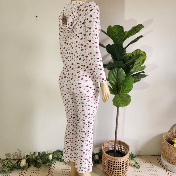 Free People Sleeping Overalls Flare Floral Comfy Women Size XS White Color - Picture 3 of 13
